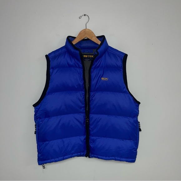 Eddie Bauer Vest Men's Size Medium‎ Blue Black EBTEK Vintage Puffy Down Filled - Picture 4 of 11